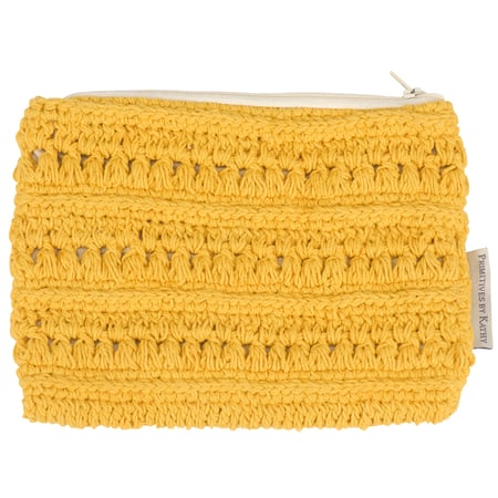 Saffron Crochet Zipper Pouch - Cotton, Plastic, Metal