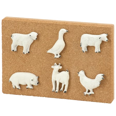 Farm Animals Thumbtack Set - Pewter, Cork