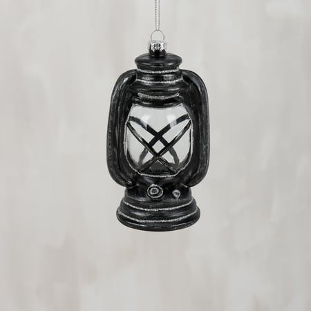 Camping Lantern Glass Ornament - Glass, Metal, Glitter