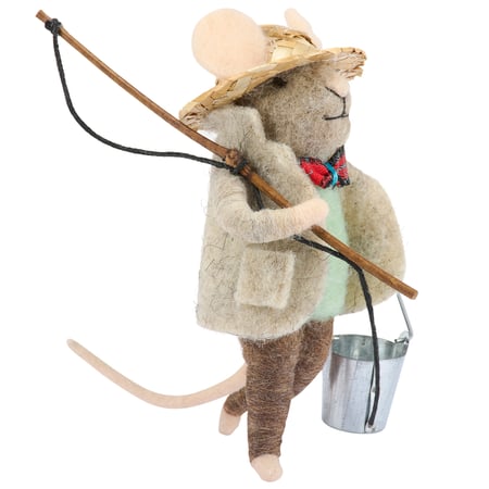 Fishing Mouse Critter - Felt, Foam, Fabric, Metal, Plastic