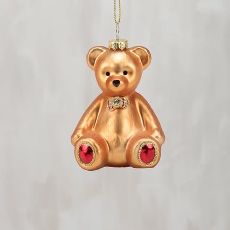 Teddy Bear Glass Ornament - Glass, Metal, Glitter