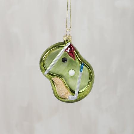 Putting Green Glass Xmas Orn - Glass, Metal, Glitter