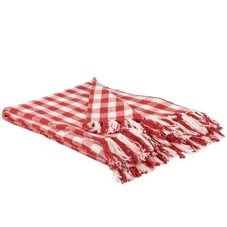 Red Gingham Throw - Cotton
