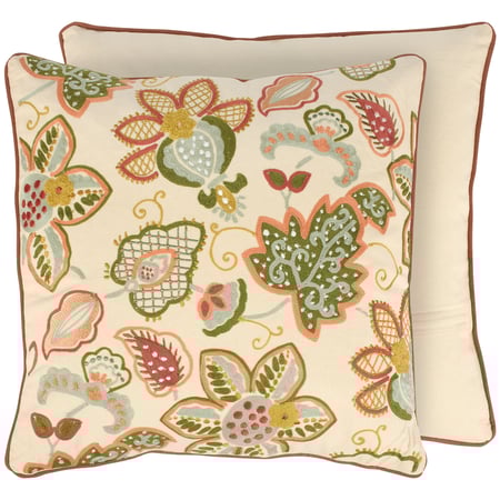 Cottage Floral Pillow - Cotton, Zipper