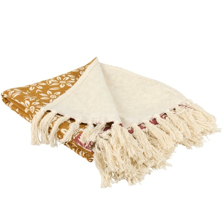 Gold Floral Throw - Cotton