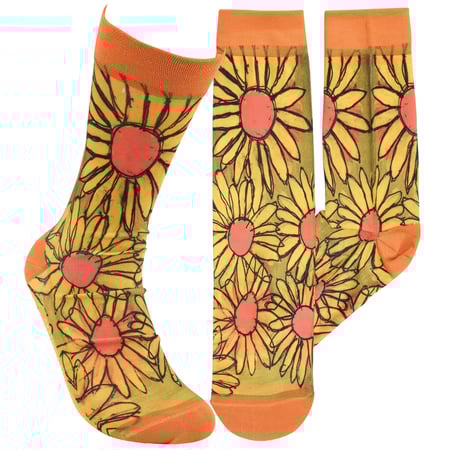 Sunflowers Socks - Polyester, Spandex