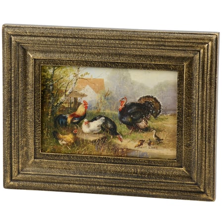 Turkey And Fowl Framed Art - Wood, Paper