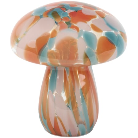 Lighted Orange Swirl Mushroom Sitter - Glass, Plastic, Lights