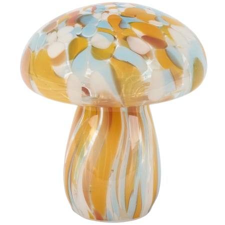 Lighted Brown Swirl Mushroom Sitter - Glass, Plastic, Lights
