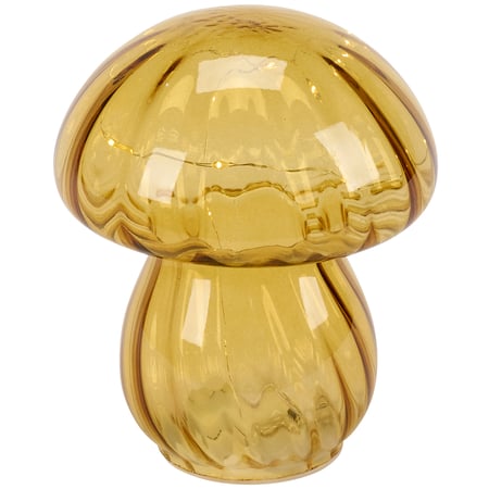 Lighted Gold Mushroom Sitter - Glass, Plastic, Lights