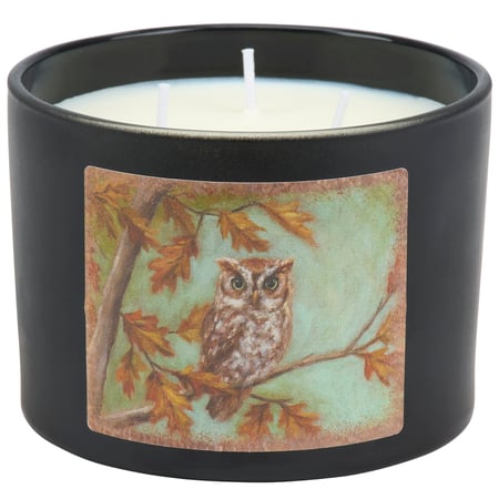 Fall Owl Candle - Glass, Soy Wax, Cotton