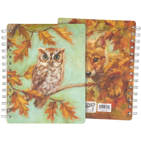 Fall Owl And Fox Spiral Notebook - Paper, Metal