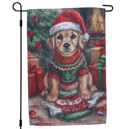 Puppy Mischief Garden Flag - Polyester