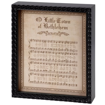 O Little Town Of Bethlehem Inset Box Sign - Wood, Paper, Rubber