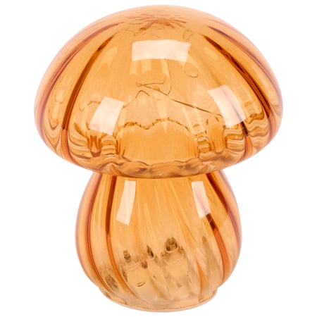 Lighted Orange Mushroom Sitter - Glass, Plastic, Lights