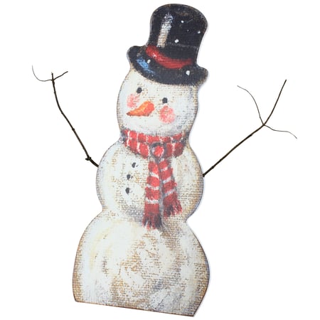 Snowman Porch Leaner - Wood