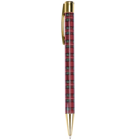 Red Plaid Pen - Metal, Paper, Ink