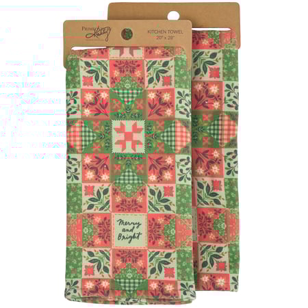 Merry And Bright Quilt Kitchen Towel - Cotton, Terrycloth