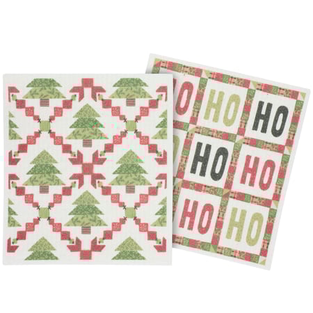 Christmas Quilt Swedish Dishcloth Set - Cellulose, Cotton
