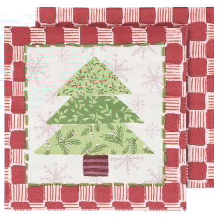 Tree Quilt Beverage Napkin - Paper