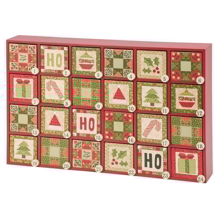 Christmas Quilt Countdown Box - Wood, Paper