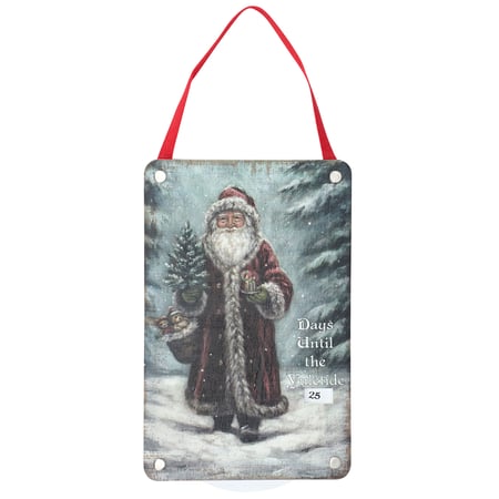 Days Until The Yuletide Countdown Wheel - Wood, Paper, Ribbon