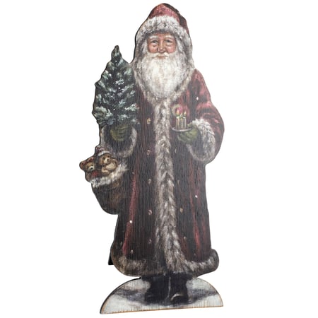 Red Coat Santa Porch Leaner - Wood