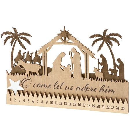 O Come Let Us Adore Him Sitter Countdown - Wood
