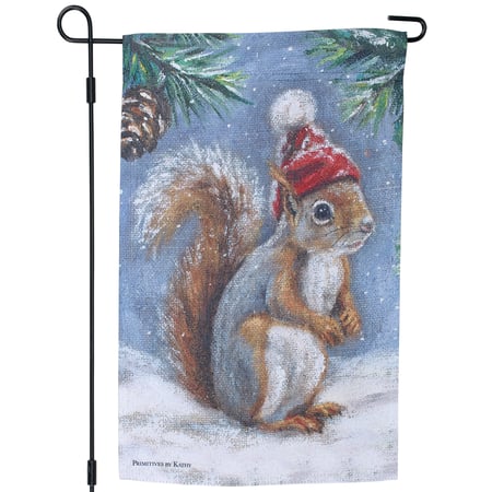 Winter Squirrel Garden Flag - Polyester
