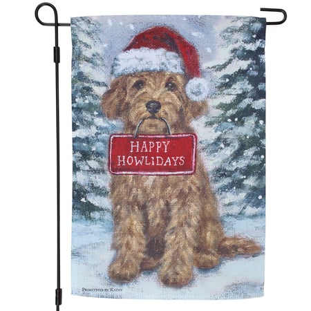 Labradoodle Happy Howlidays Garden Flag - Polyester