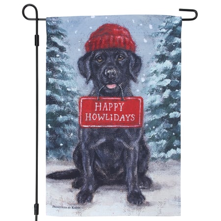 Black Lab Happy Howlidays Garden Flag - Polyester