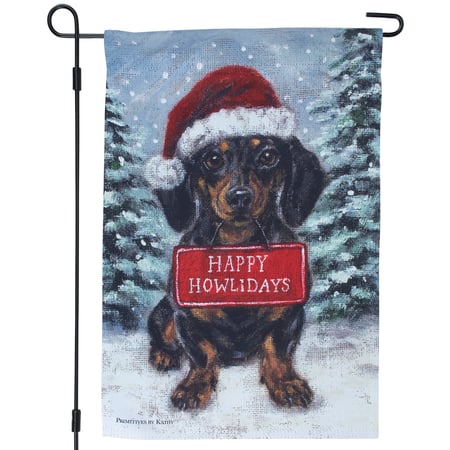 Dachshund Happy Howlidays Garden Flag - Polyester