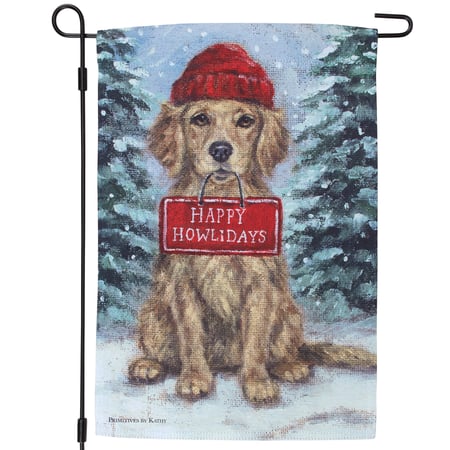 Golden Happy Howlidays Garden Flag - Polyester