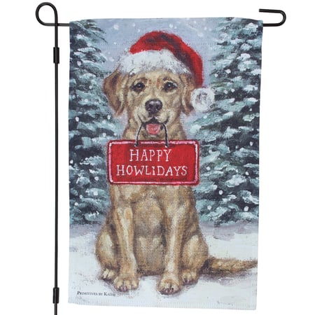 Yellow Lab Happy Howlidays Garden Flag - Polyester
