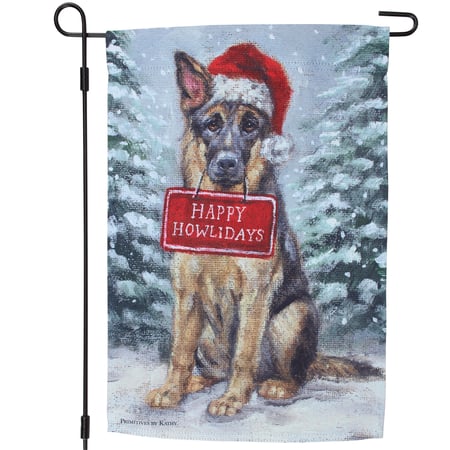 German Shepherd Happy Howlidays Garden Flag - Polyester