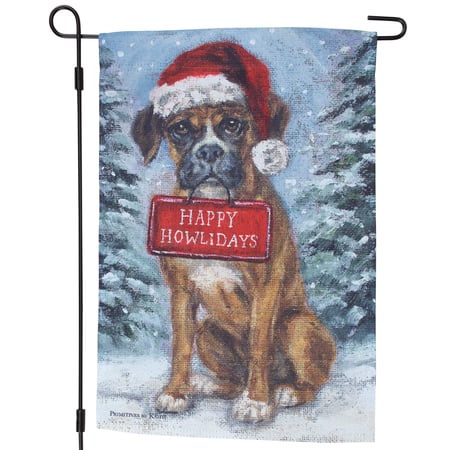 Boxer Happy Howlidays Garden Flag - Polyester
