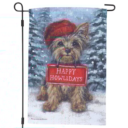 Yorkie Happy Howlidays Garden Flag - Polyester