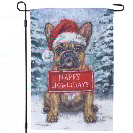 Frenchie Happy Howlidays Garden Flag - Polyester