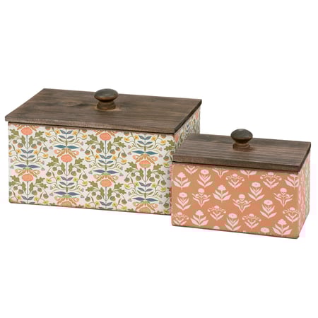 Fall Folk Floral Bin Set - Metal, Paper, Wood