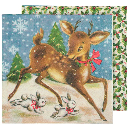 Retro Deer Beverage Napkin - Paper