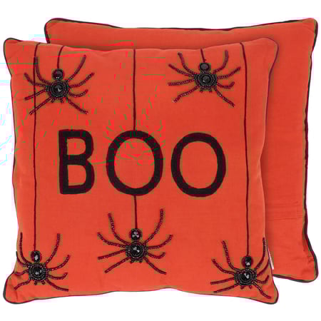 Boo Spider Pillow - Cotton, Plastic, Zipper