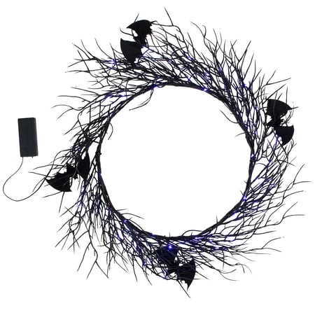Batty Lighted Wreath - Plastic, Cord, Felt, LED Lights