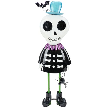 Happy Skeleton Sitter - Metal, Glitter