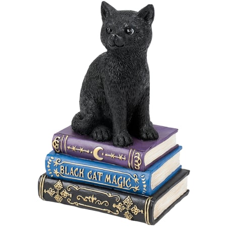 Black Cat Spell Books Figurine - Resin