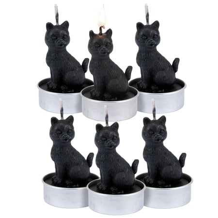 Cats Tealight Candle Set - Soy Wax, Paraffin, Cotton, Metal