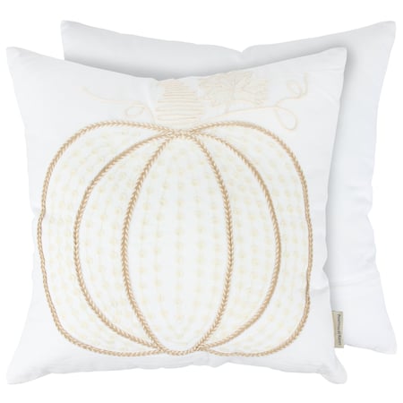 White Pumpkin Pillow - Cotton, Zipper