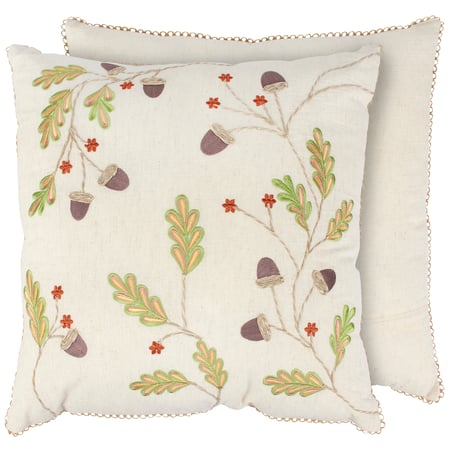 Acorns And Branches Pillow - Cotton, Zipper