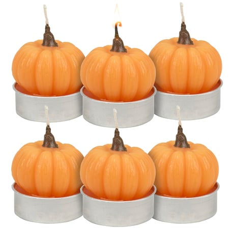 Pumpkin Tealight Candle Set - Soy Wax, Paraffin, Cotton, Metal