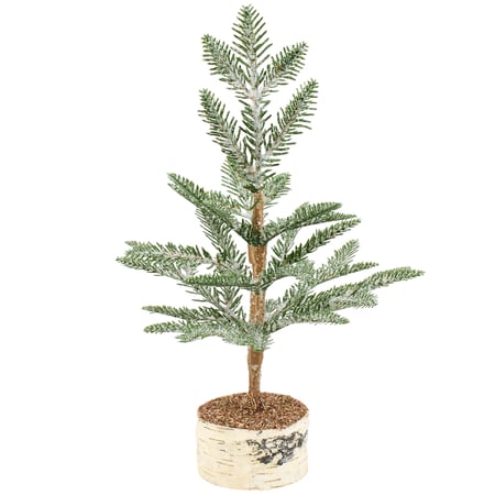 Small Icy Pine Tree - Plastic, Wood, Faux Bark, Mica