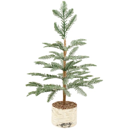 Large Icy Pine Tree - Plastic, Wood, Faux Bark, Mica